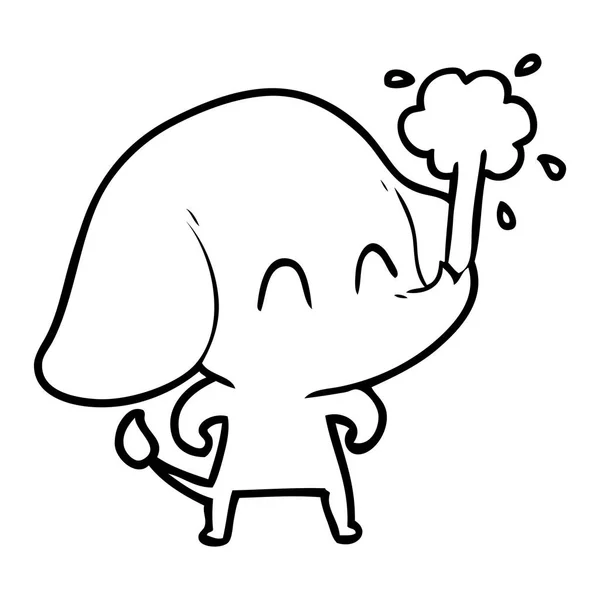 Carino Cartone Animato Elefante Sputando Acqua — Vettoriale Stock