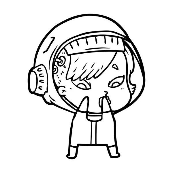 卡通女宇航员的矢量插图 — 图库矢量图片