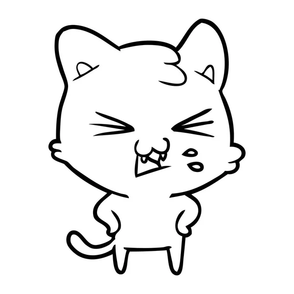 漫画猫ヒスのベクトル イラスト — ストックベクタ