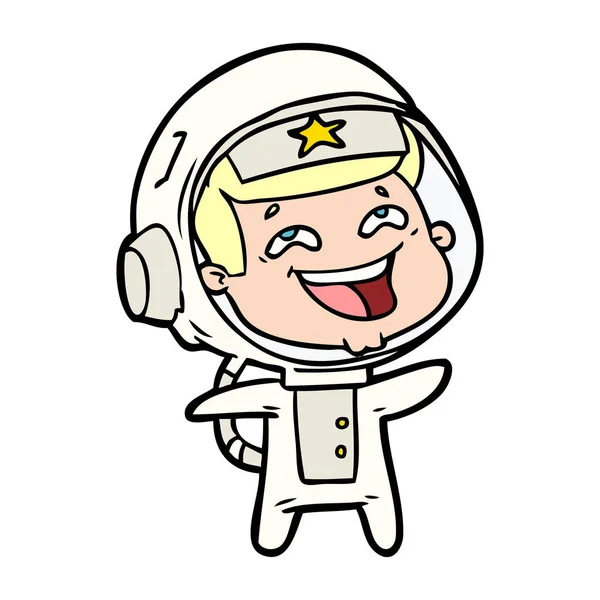 Vektorillustration Tecknad Skrattande Astronaut — Stock vektor