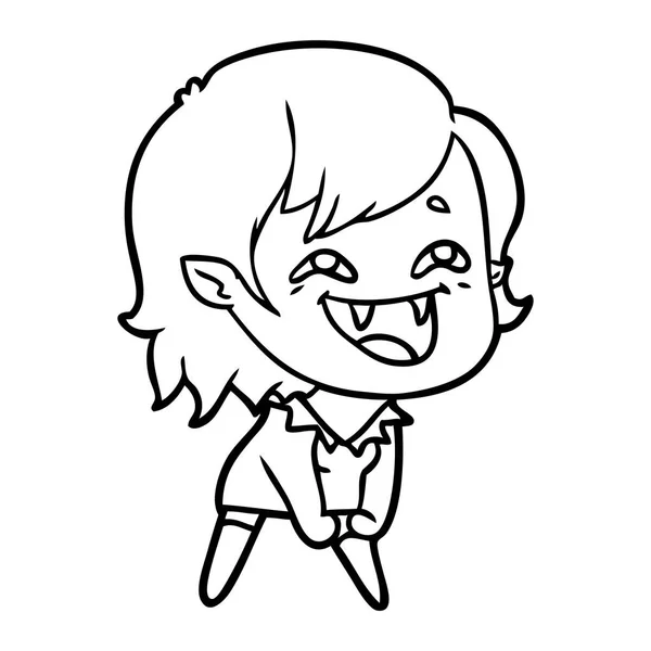 Desenho Animado Rindo Vampiro Menina — Vetor de Stock