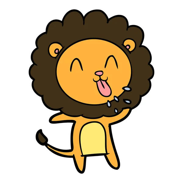 Vector Illustration Happy Cartoon Lion — Stock Vector