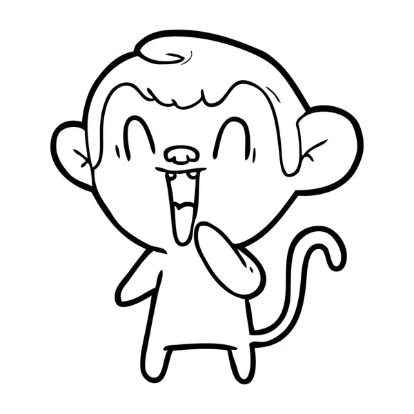 Ilustração Vetorial Desenho Animado Rindo Macaco — Vetor de Stock