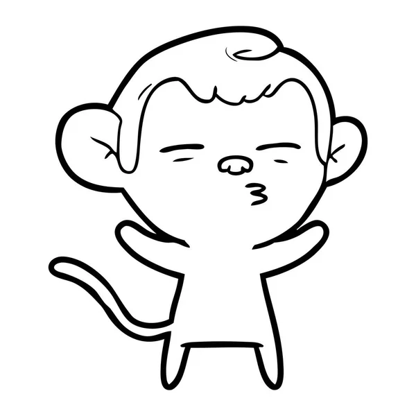 Ilustração Vetorial Desenho Animado Macaco Suspeito —  Vetores de Stock