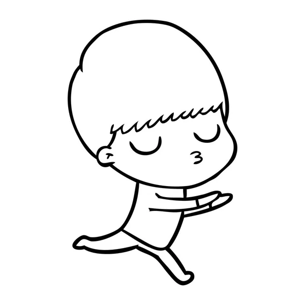 Vektorillustration Tecknad Lugn Pojke — Stock vektor