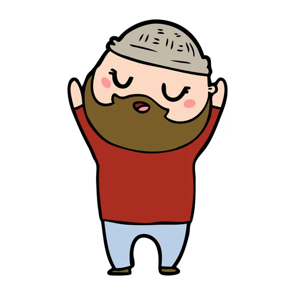 Homem Dos Desenhos Animados Com Barba — Vetor de Stock