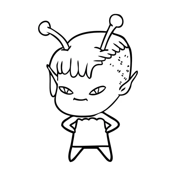 Illustration Vectorielle Dessin Animé Alien Fille — Image vectorielle