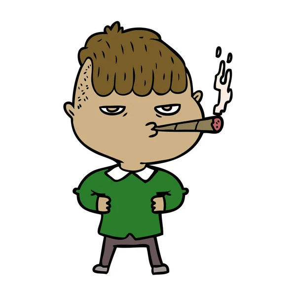 Illustration Vectorielle Dessin Animé Homme Fumeur — Image vectorielle