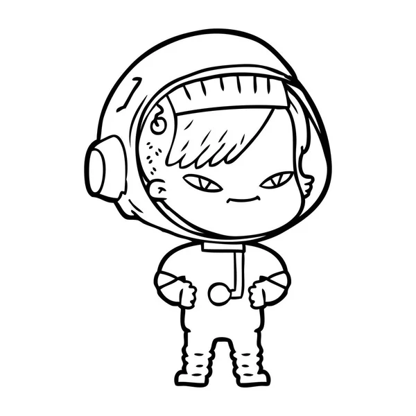 Vectorillustratie Van Cartoon Astronaut Vrouw — Stockvector