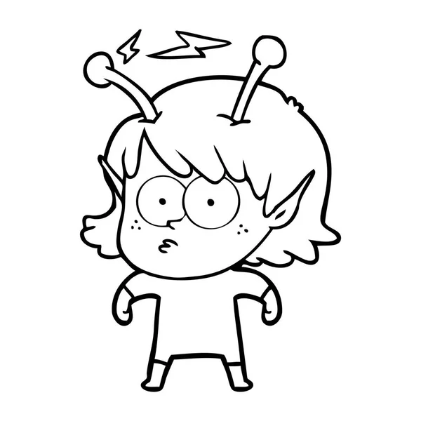 Vektor Illustration Von Cartoon Alien Mädchen — Stockvektor