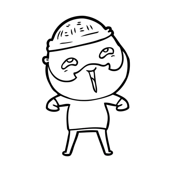 Desenho Animado Homem Barbudo Feliz — Vetor de Stock