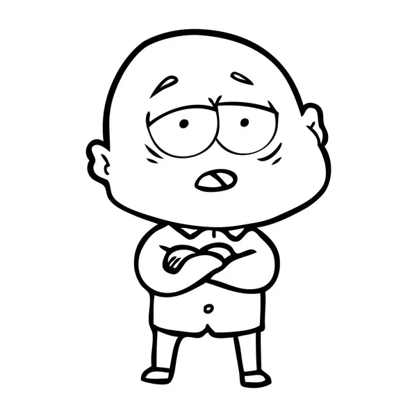 Vector Illustration Cartoon Bald Man — Stock Vector