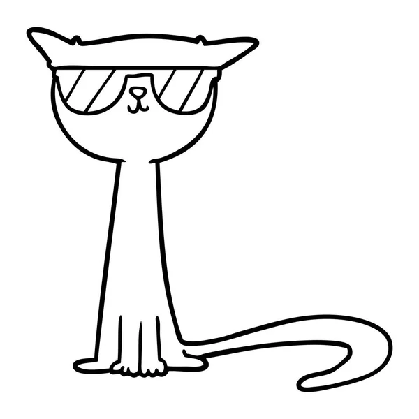 Vektorové Ilustrace Kreslené Cool Cat — Stockový vektor