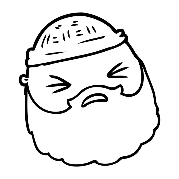 Karikatur Männliches Gesicht Mit Bart — Stockvektor