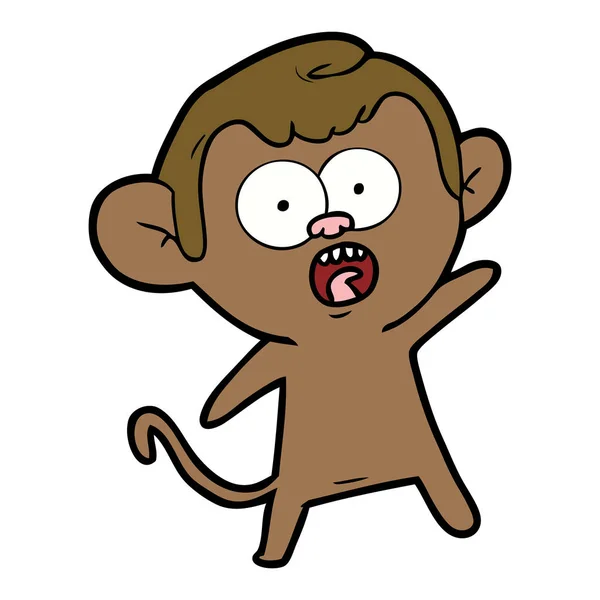 Vektorillustration Tecknad Chockad Monkey — Stock vektor