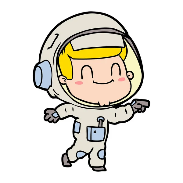 Feliz Homem Dos Desenhos Animados Astronauta —  Vetores de Stock