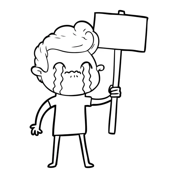 Vector Ilustración Dibujos Animados Hombre Llorando — Vector de stock