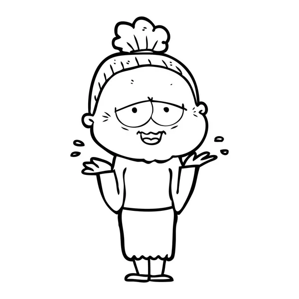 Dibujos Animados Feliz Anciana — Vector de stock
