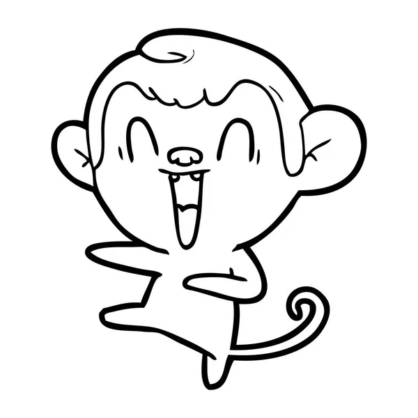 Vector Illustration Cartoon Laughing Monkey — Stock Vector