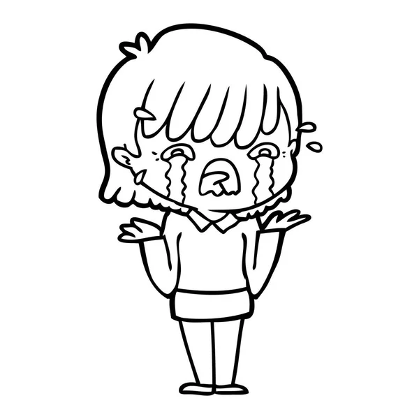 Vektorové Ilustrace Kreslené Dívky Pláč — Stockový vektor