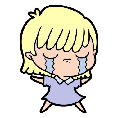 vektör çizim karikatür kadının ağladığını