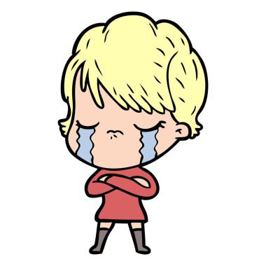 vektör çizim karikatür kadının ağladığını