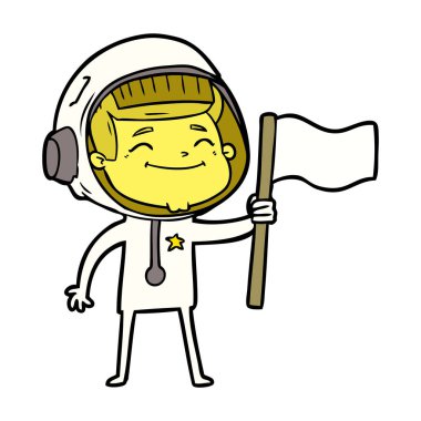 mutlu karikatür astronot vektör çizim