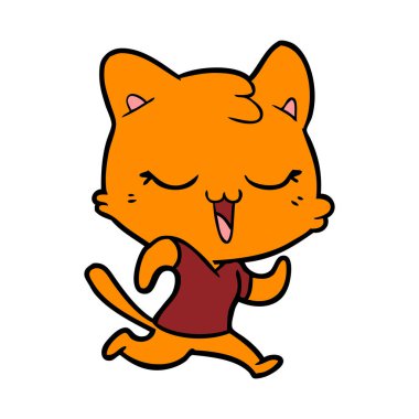 vektör çizim karikatür mutlu kedi