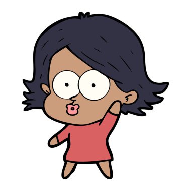 surat asmayı çizgi film kız vektör çizim