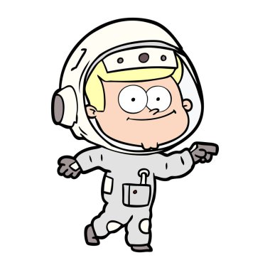 mutlu astronot karikatür vektör çizim