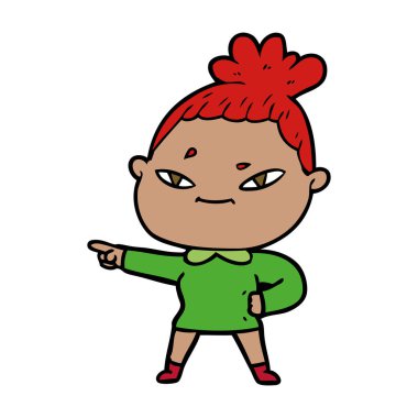 Çizgi filmdeki kadının vektör çizimi