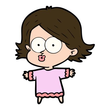 surat asmayı çizgi film kız vektör çizim