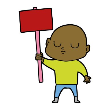 vektör çizim karikatür kel adam