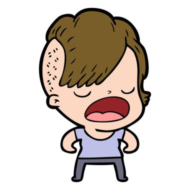 konuşuyor karikatür serin hippi kız