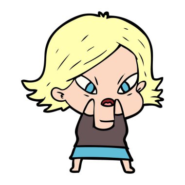 vektör çizim karikatür kadın vurguladı