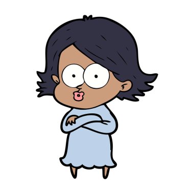 surat asmayı çizgi film kız vektör çizim