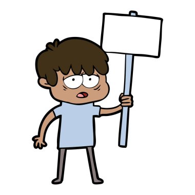 çizgi film afişini yorgun çocukla