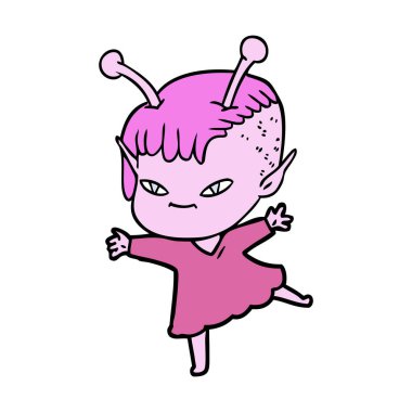 vektör çizim karikatür uzaylı kız