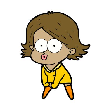 surat asmayı çizgi film kız vektör çizim