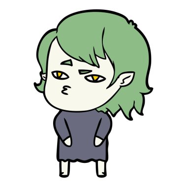 Çizgi filmdeki vampir kızın vektör çizimi