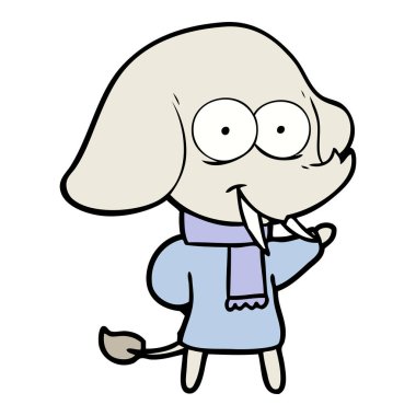 mutlu çizgi film fil vektör çizim