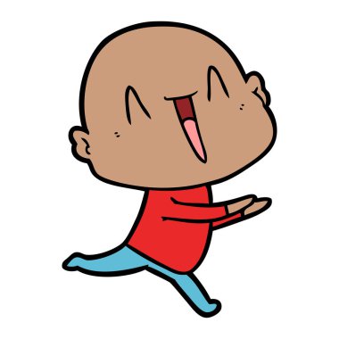 mutlu karikatür kel adam