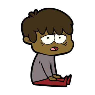 vektör çizim karikatür evlat yorgun