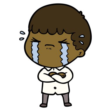 vektör çizim karikatür adam ağlıyor