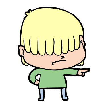 dağınık saçlı çocuk çizgi film