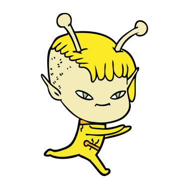 vektör çizim karikatür uzaylı kız