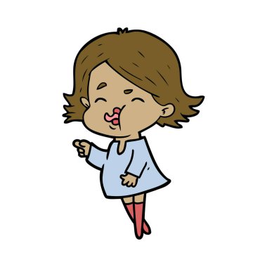 çizgi film kız yüz çekerek