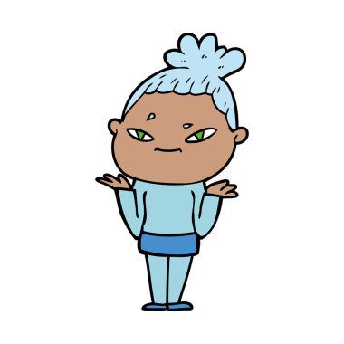 Çizgi filmdeki kadının vektör çizimi