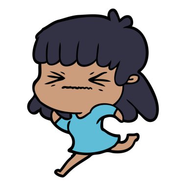 vektör çizim karikatür kızgın kız