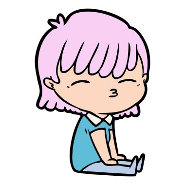 Çizgi filmdeki kadının vektör çizimi